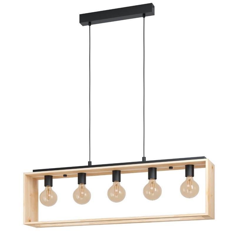 Lámpara Colgante Famboroug Acero Negro L1000 H1100 E27 5x40W Cod.43414-0