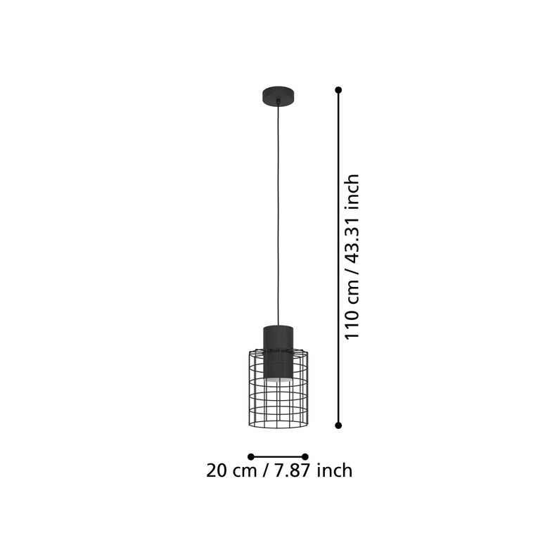 LAMPARA DE COLGAR MILLIGAN ACERO NEGRO E27 1X40W IP20 COD.43625-3