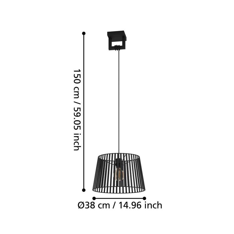 Lámpara Colgante Bogota Acero Negro 1X40W E27, IP20 cod.390002-2