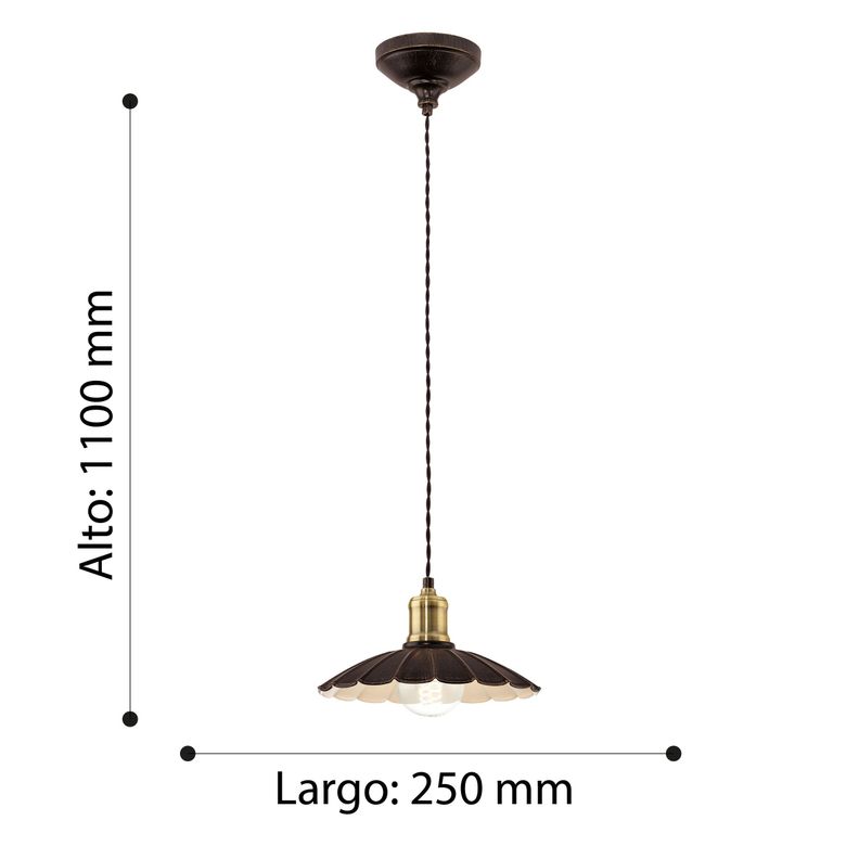 LAMPARA COLGANTE HEMINGTON VINTAGE DORADO CAFÉ   E27 COD.49461-2