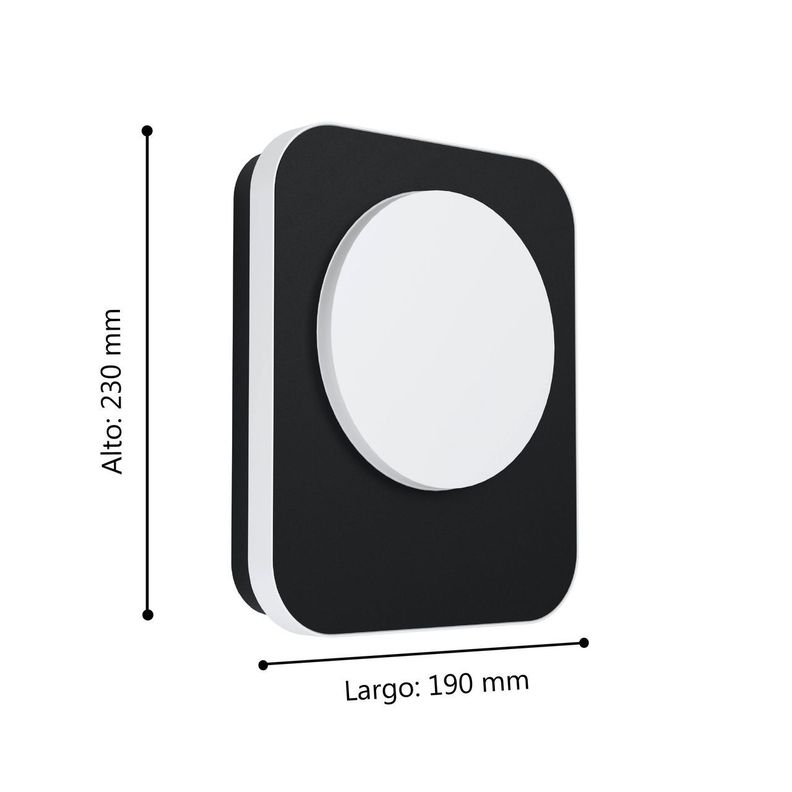 Lámpara Apliqué Madriz aluminio Negro LED 9W IP44 Cod99583 -2