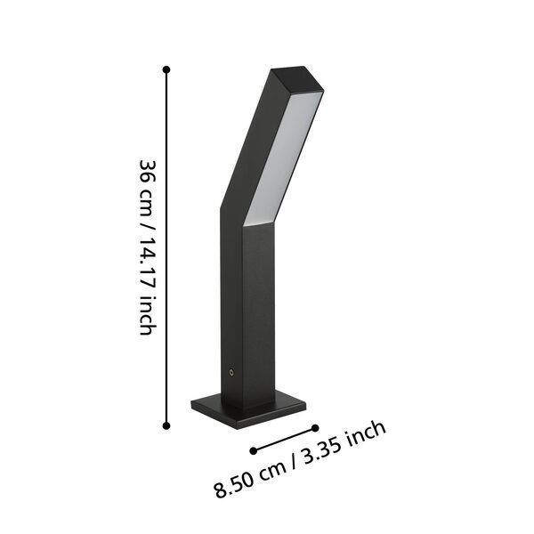 Lampara de pie Ugento Acero Negro Led incluida 2X5W IP44 Cod900992-2