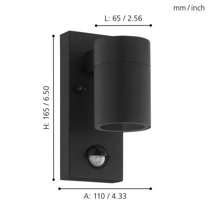 APLIQUE RIGA ACERO NEGRO GU10 1X2,8W IP44 COD. 99571-2