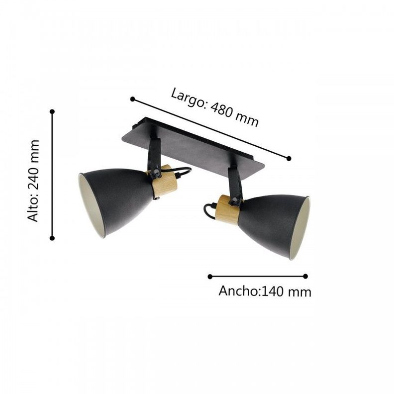 COSWARTH FOCO SP NEGRO MADERA NAT L480 2X25W E27-2