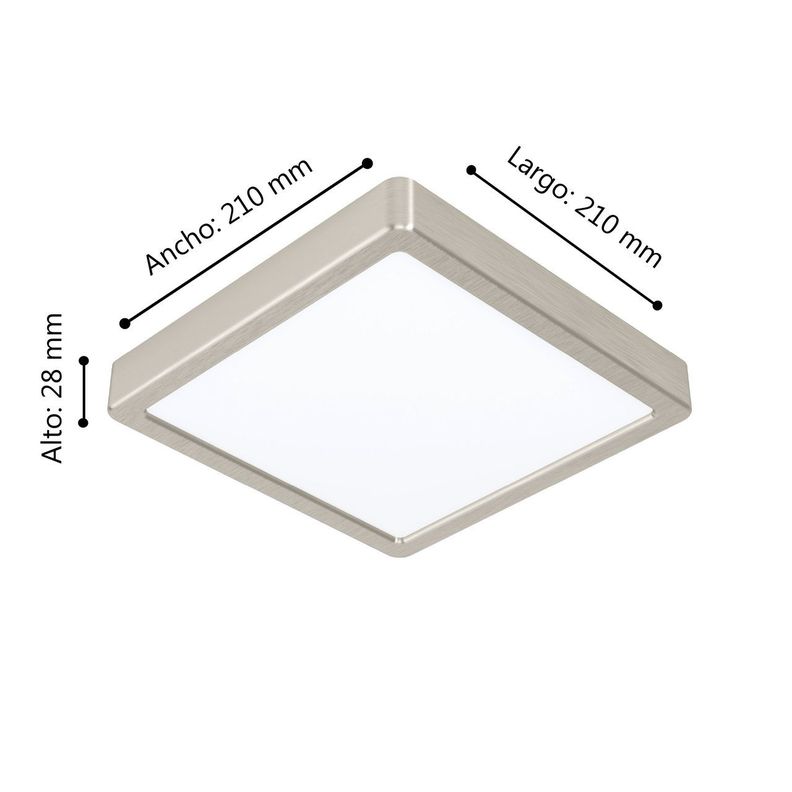 Foco Sobrepuesto Fueva Acero Níquel 210x210 17W LEDincluye Cod900115-2