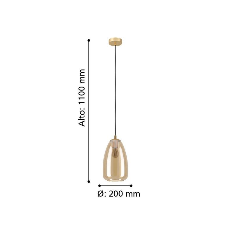 Lámpara Colgante Alobrase Vidrio Dorado DM200 1X40W E27 E27 Cod.98648-2