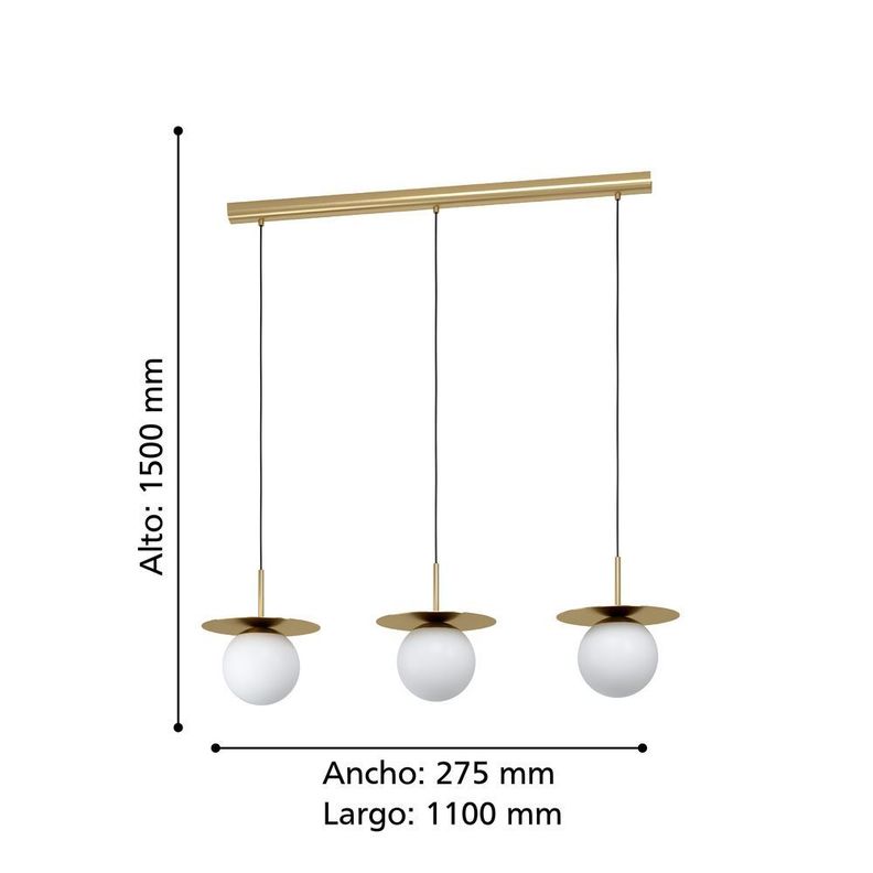 LAMPARA DE COLGAR ARENALES DORADO E27 3X40W IP20 COD.39953-3