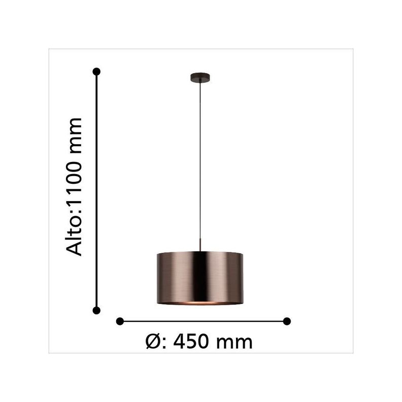 Lámpara Colgante Saganto Acero H1100 DM450 E27 1x60W IP20 Cod39356-1
