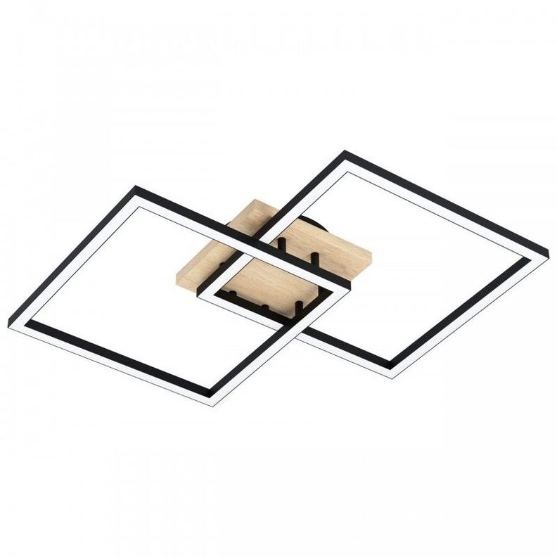 LOMALTAS-Z LAMP TECHO ACERO MADERA L770 LED 3800lm 2X16W