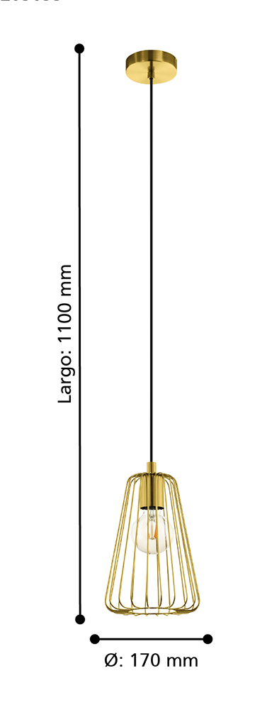 Lámpara Colgante Austell Acero Dorado E27 1X60W cod.205095-3