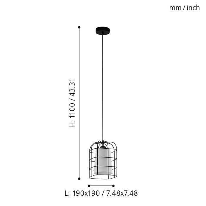 LAMPARA DE COLGAR BITTAMS ACERO NEGRO E27 1X28W COD43354-2