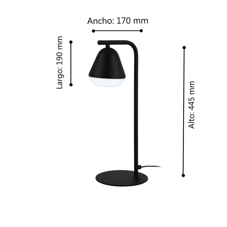 LAMPARA DE SOBREMESA PALBIETA NEGRO GU10 1X2,8W GU10 LED cod99035-2
