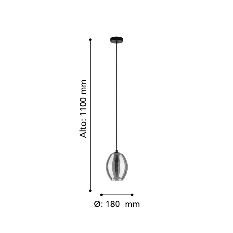 Lámpara Colgante Cadaques Vidrio Negro 1X60W E27 cod.98582-1