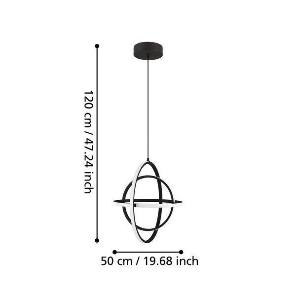 Lampara Colgante Retornio Acero Negro LED Incluida 38w Cod39892-3