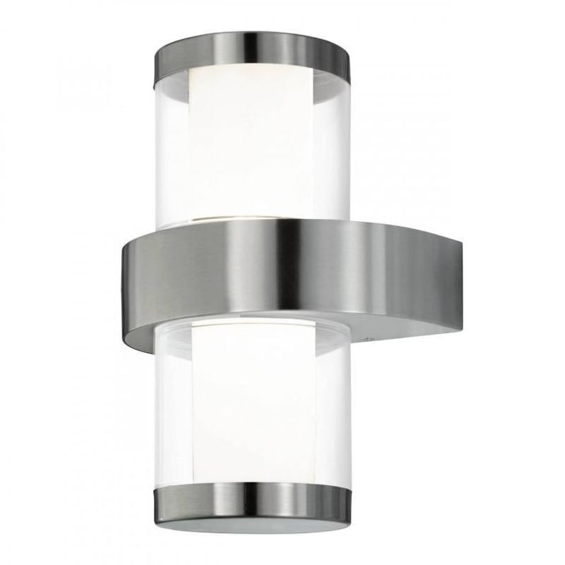 Lampara Aplique Exterior Beverly Acero Blanco Lc Led incluida 2X4w IP44 Cod.94799-0