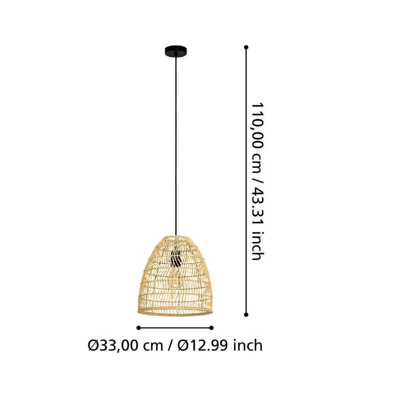 Lámpara Colgante Ayesgarth Acero Negro DM1100 E27 1x40W IP20 Cd43866-2