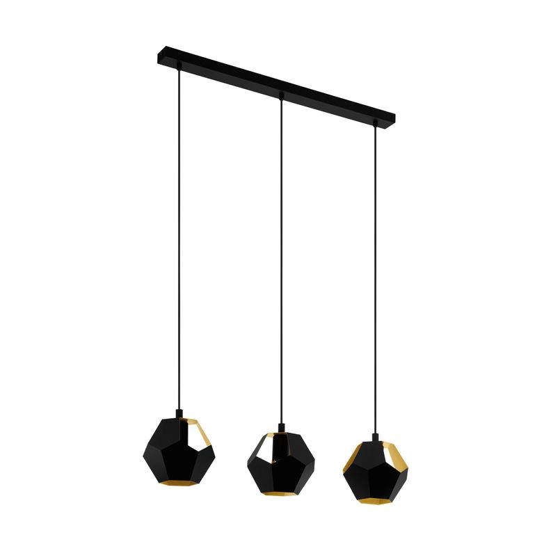 Lámpara Colgante Rasigures acero Negro 3X28W IP20, E27 cod.39634-0