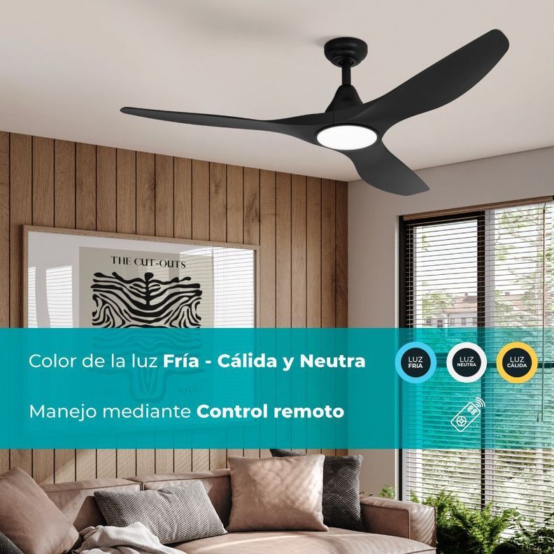 VENTILADOR PORTSEA ACERO NEGRO DM1320 50W con control cod 205653-1