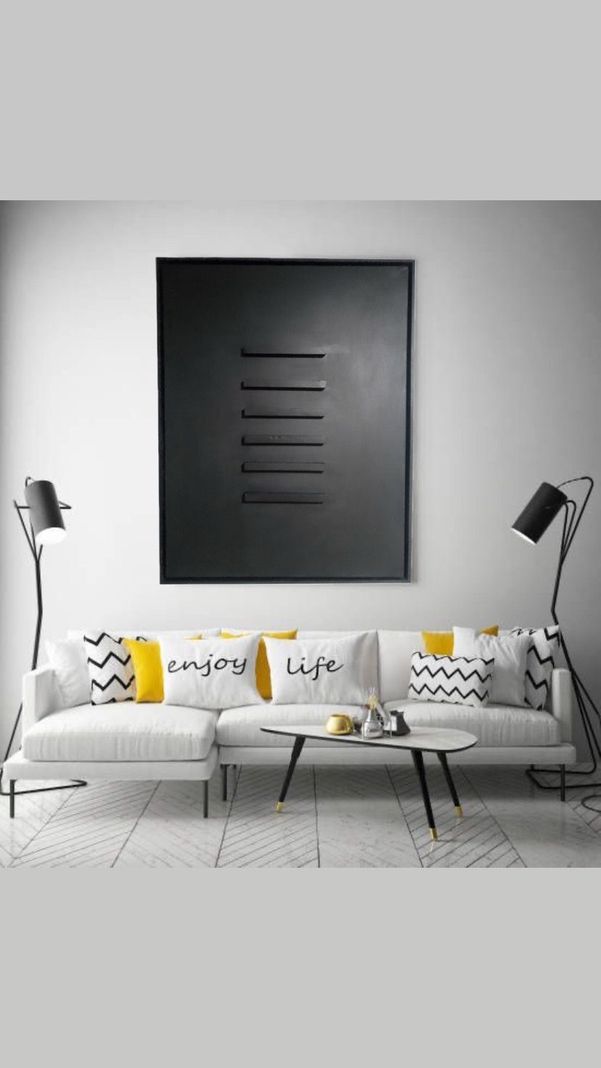 Cuadro decorativo negro rectángulos de madera 90x70-4