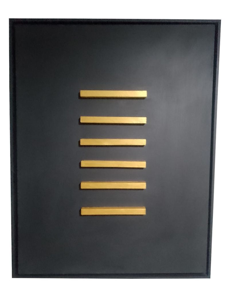 Cuadro decorativo negro dorado Rectángulos de madera 90x70-0