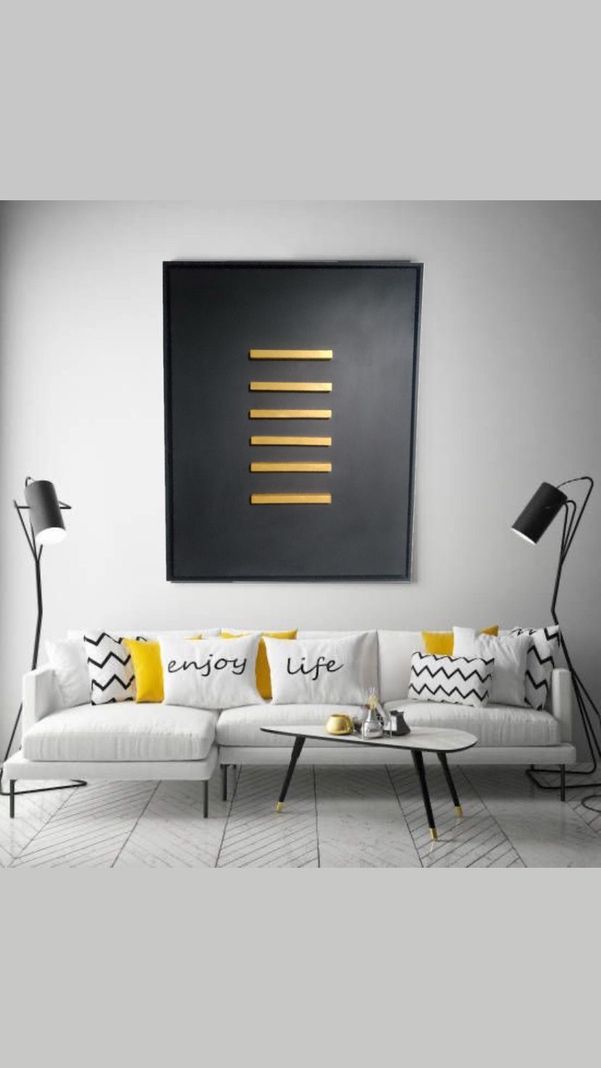 Cuadro decorativo negro dorado Rectángulos de madera 90x70-3