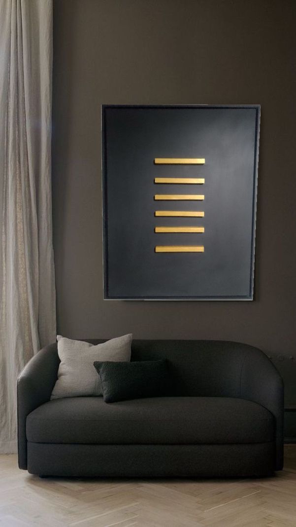 Cuadro decorativo negro dorado Rectángulos de madera 90x70-4