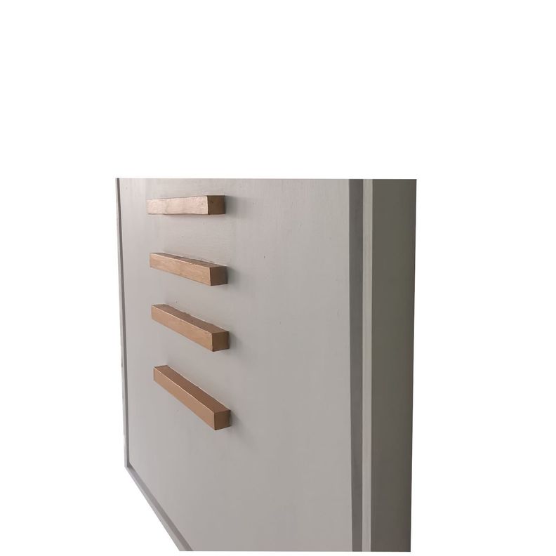Cuadro decorativo Blanco rectángulos de madera dorados 90x70-1