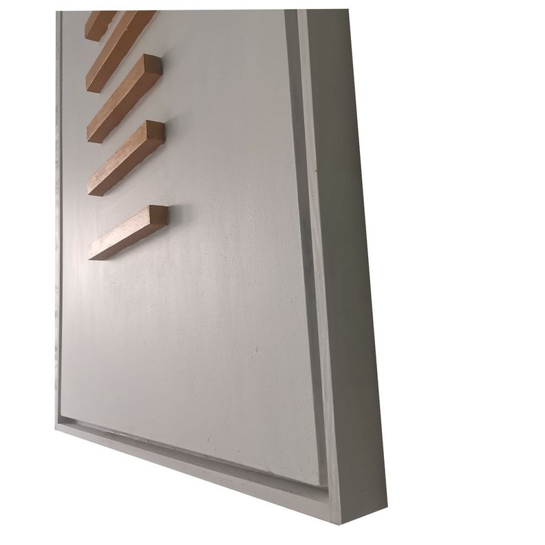 Cuadro decorativo Blanco rectángulos de madera dorados 90x70-2
