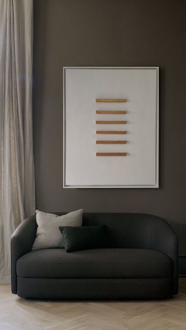 Cuadro decorativo Blanco rectángulos de madera dorados 90x70-3