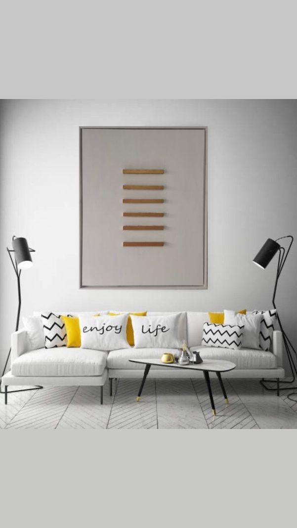 Cuadro decorativo Blanco rectángulos de madera dorados 90x70-4