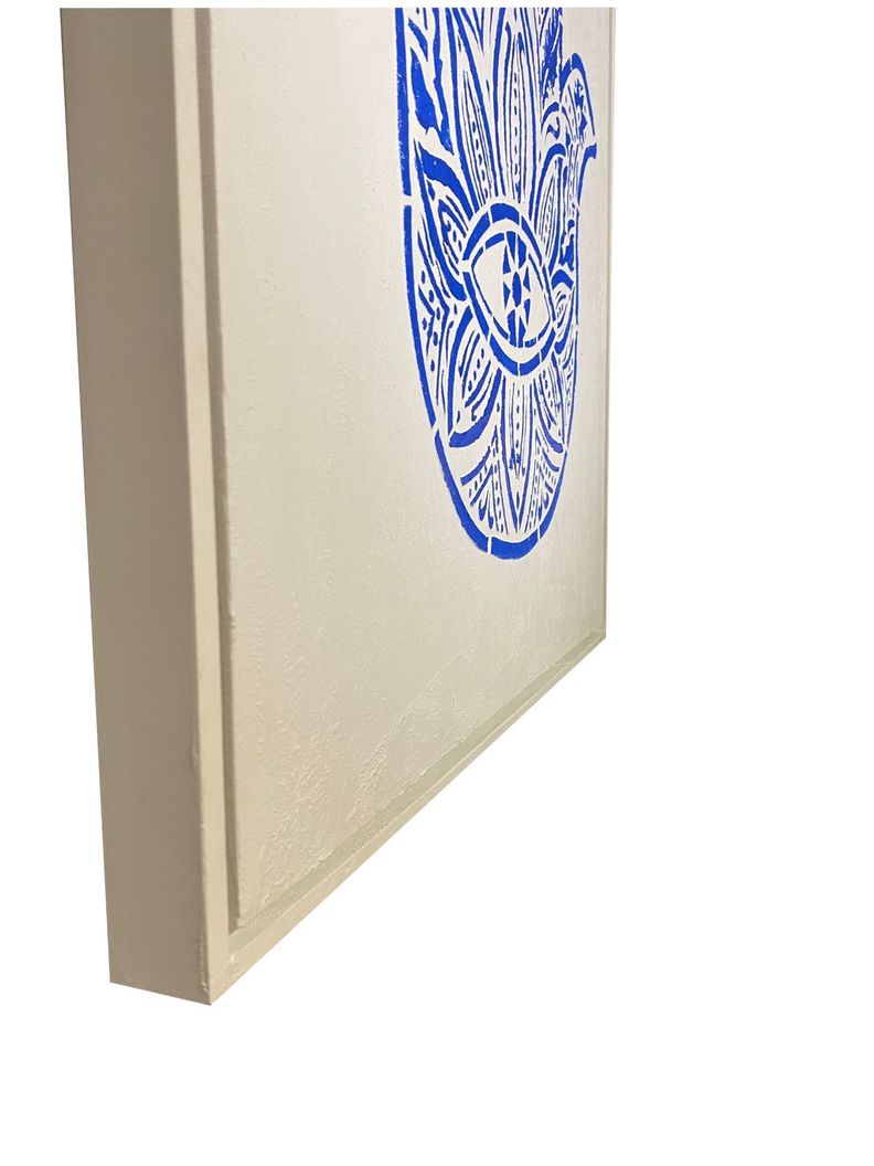Mano de Fátima , Hamsa Azul Cuadro decorativo  90x70-2