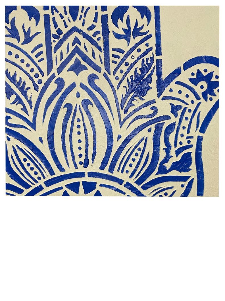 Mano de Fátima , Hamsa Azul Cuadro decorativo  90x70-4