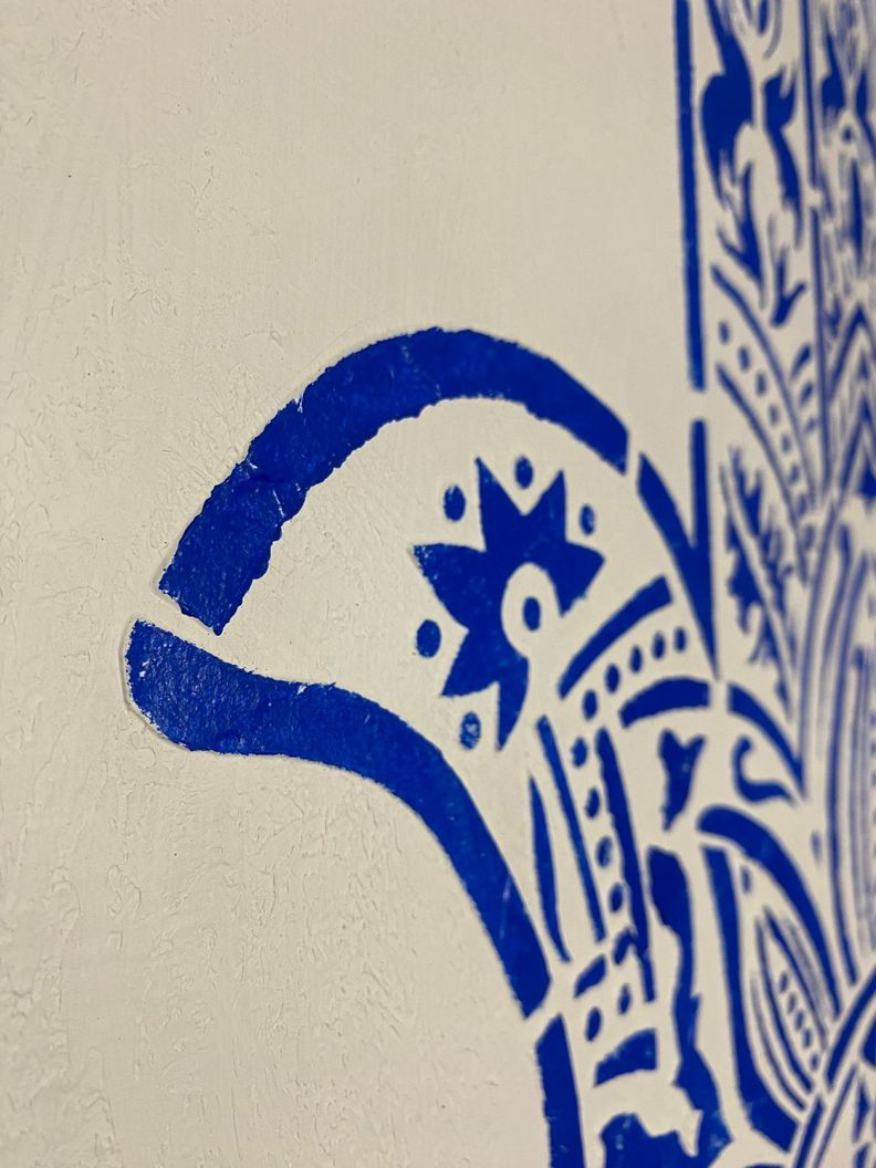 Mano de Fátima , Hamsa Azul Cuadro decorativo  90x70-5