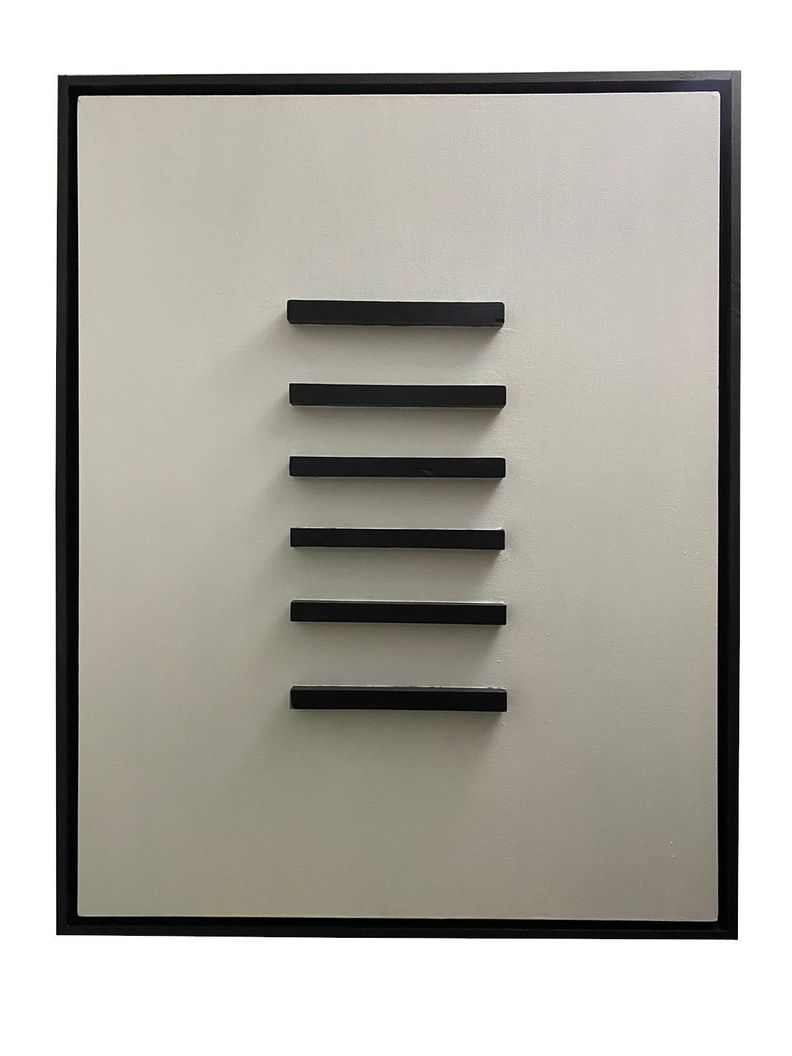 Cuadro decorativo Blanco rectángulos de madera 90x70-0