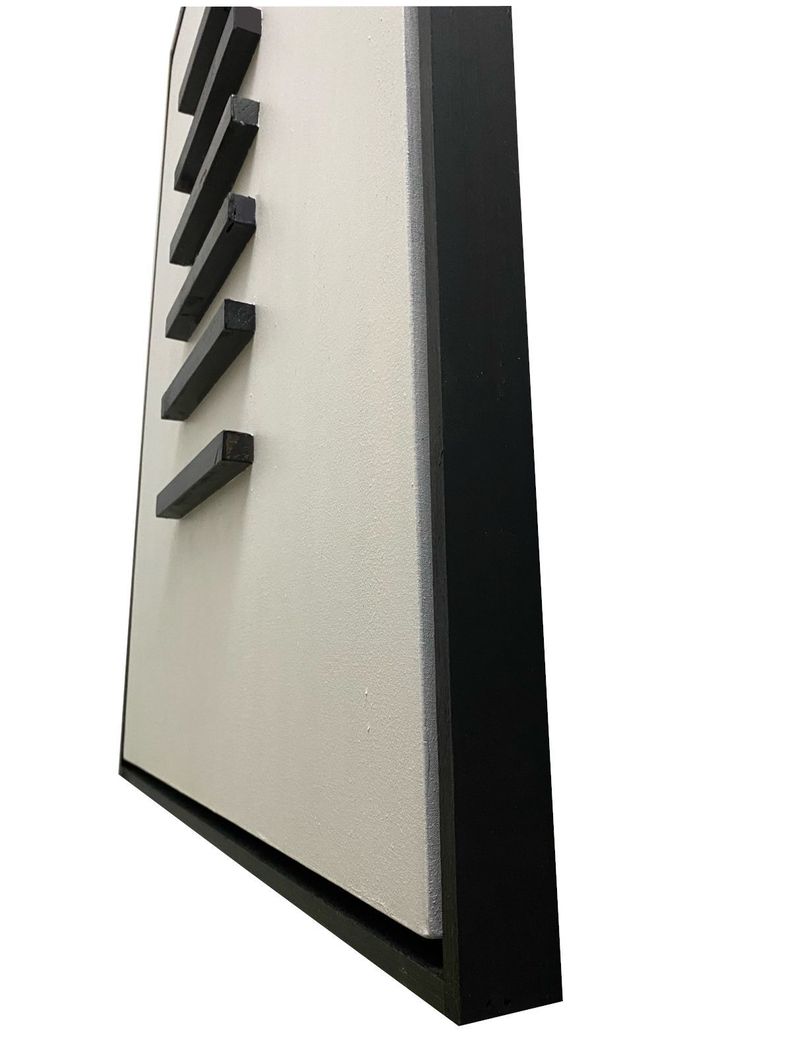 Cuadro decorativo Blanco rectángulos de madera 90x70-1
