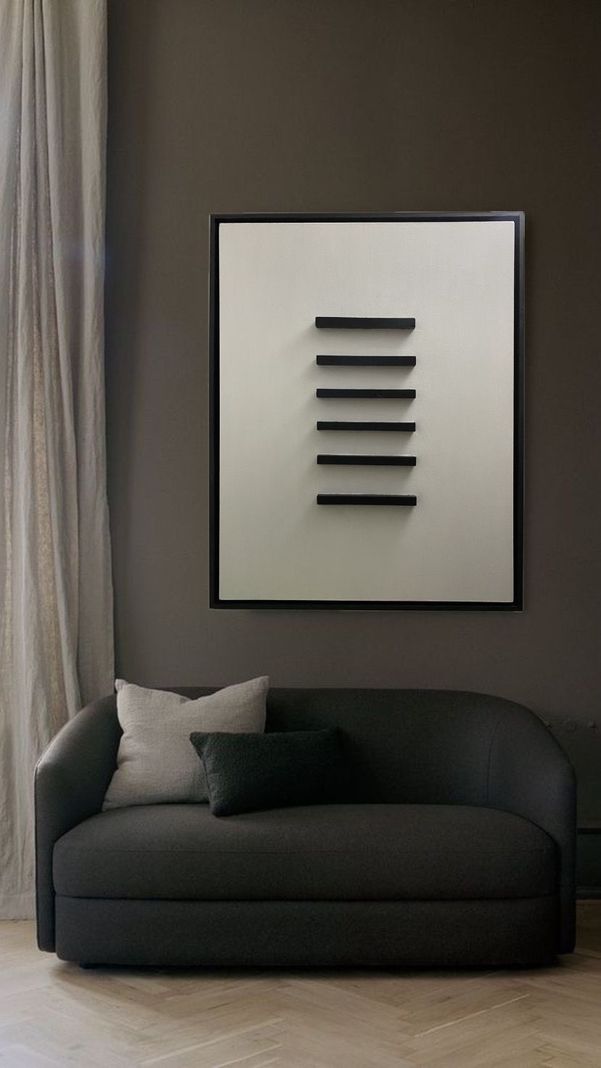 Cuadro decorativo Blanco rectángulos de madera 90x70-4
