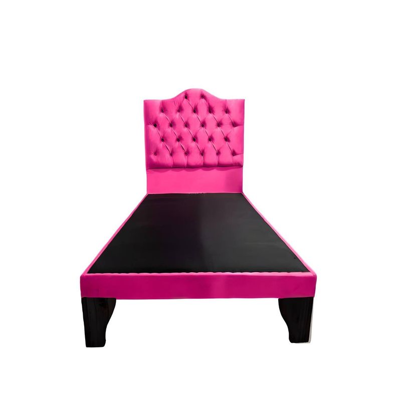 Cama 1,5 Plazas Ovalado, Incluye Base + Respaldo Fucsia Flobal
