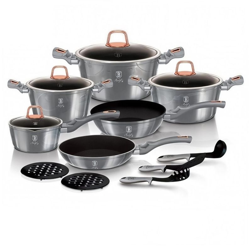 BATERIA DE COCINA 18 PZS MOONLIGHT COLLECTION ANTIADHERENTE Gris