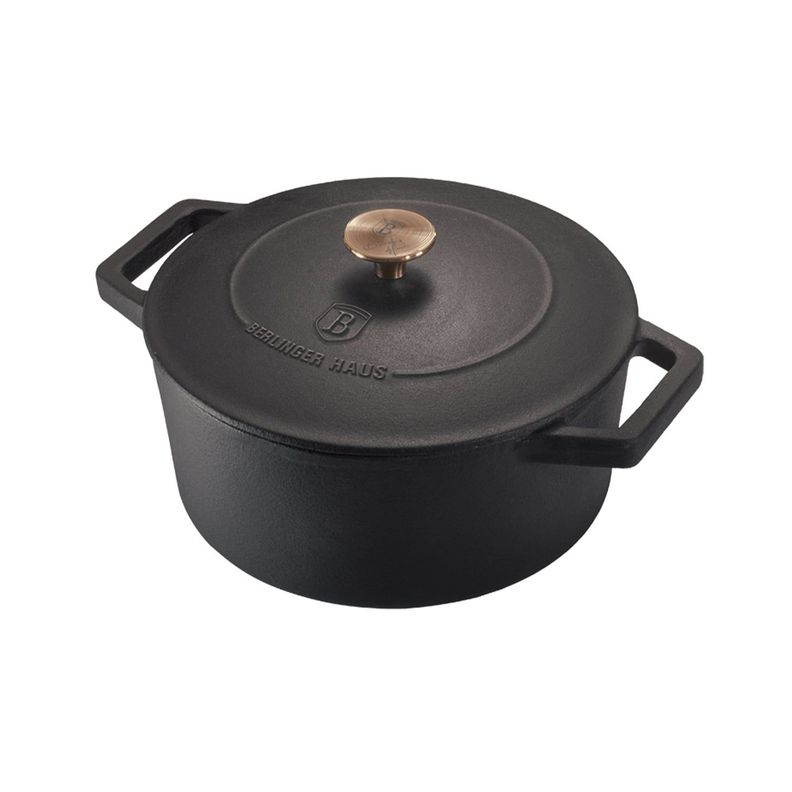 Cacerola de hierro fundido Ø 20 cm, Berlinger Haus, línea strong mold collection, color negro mate-0