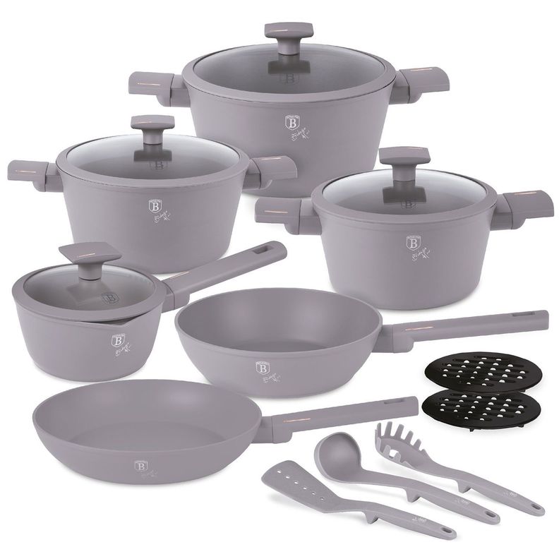 BATERIA DE COCINA 15 PZS TAUPE COLLECTION ANTIADHERENTE-0