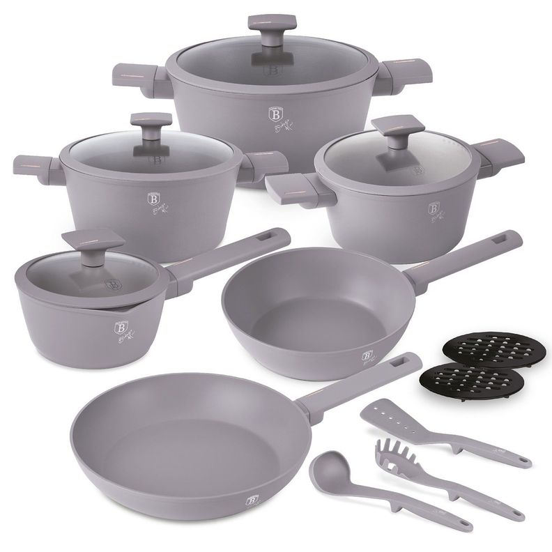 BATERIA DE COCINA 15 PZS TAUPE COLLECTION ANTIADHERENTE-2