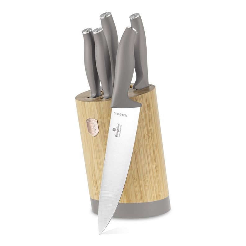 SET DE CUCHILLOS 6 PIEZAS CON SOPORTE TAUPE COLECCIÓN ACERO INOXIDABLE-2