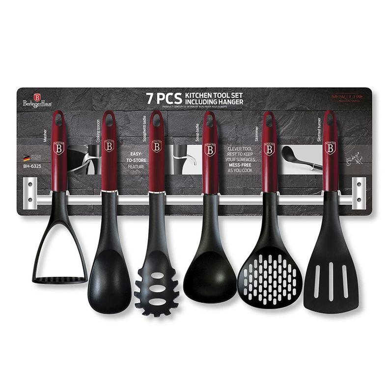 SET DE UTENSILIOS 7 PZS METALLIC LINE BURGUBDY EDITION-2