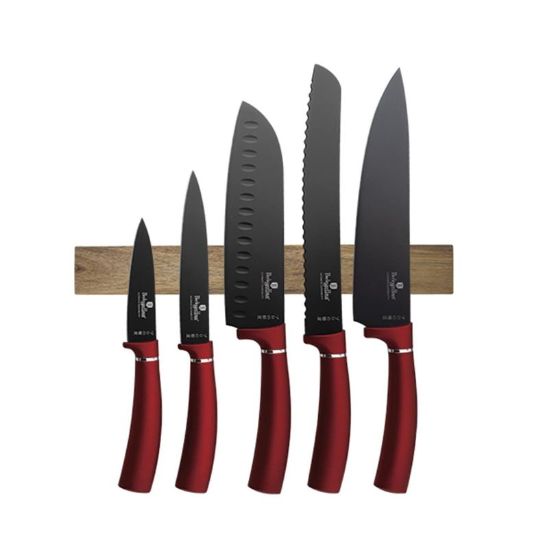 SET DE CUCHILLOS 6 PZS BURDEOS ACERO INOXIDABLE-0