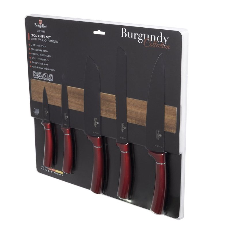 SET DE CUCHILLOS 6 PZS BURDEOS ACERO INOXIDABLE-1