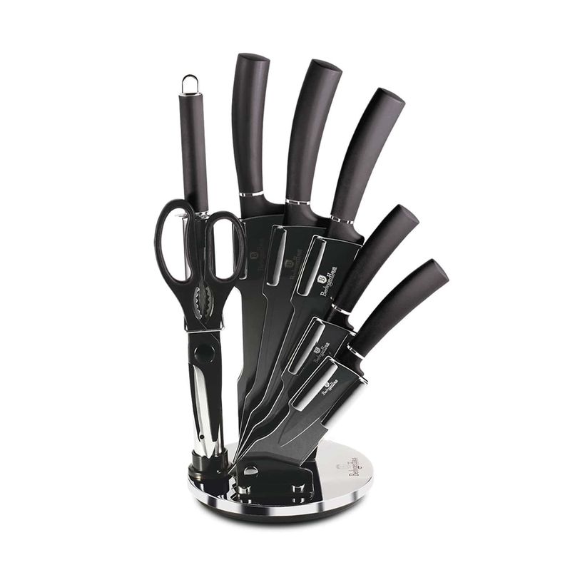 SET DE CUCHILLOS 8 PZS CON ATRIL METALLIC LINE CARBON PRO ACERO INOXIDABLE-0