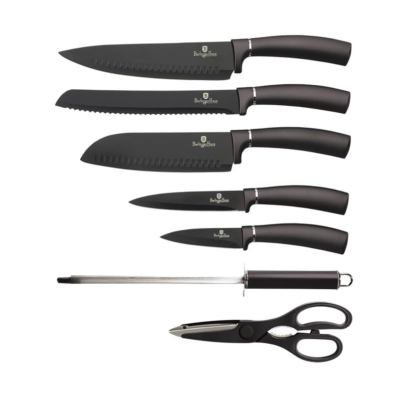 SET DE CUCHILLOS 8 PZS CON ATRIL METALLIC LINE CARBON PRO ACERO INOXIDABLE-1