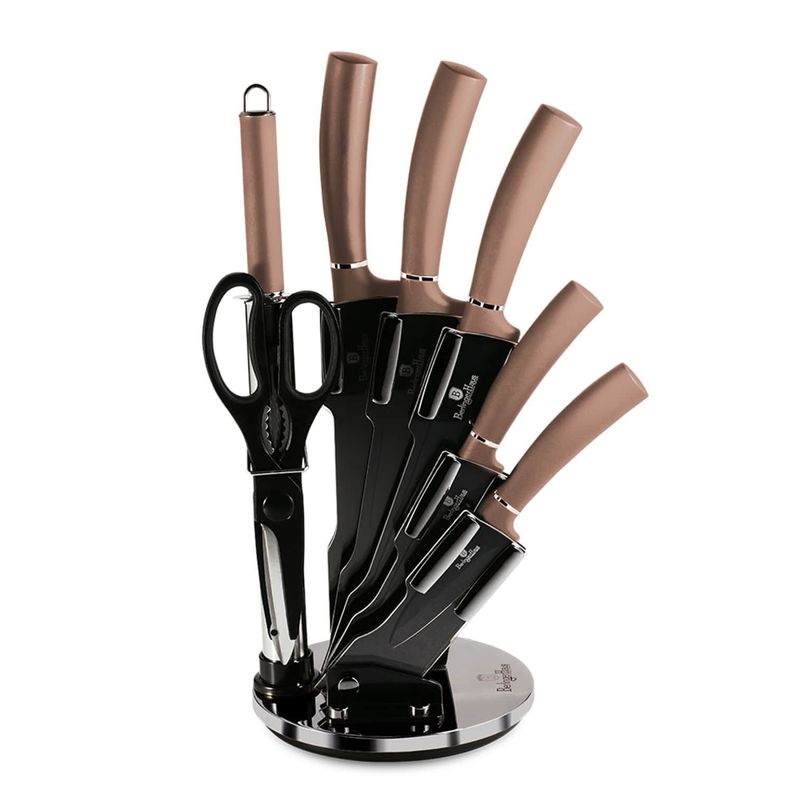 SET DE CUCHILLOS 8 PZS CON ATRIL METALLIC LINE ROSE EDITION ACERO INOXIDABLE-0
