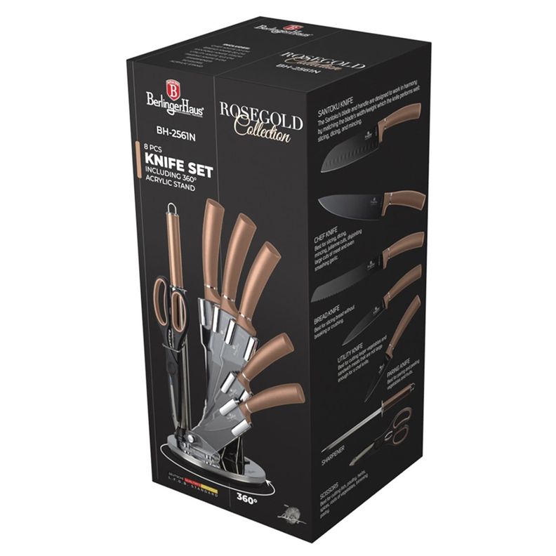 SET DE CUCHILLOS 8 PZS CON ATRIL METALLIC LINE ROSE EDITION ACERO INOXIDABLE-2