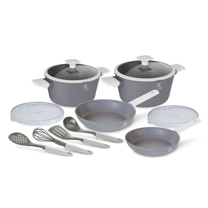 Batería de cocina 12 pzs Berlinger Haus, línea aspen collection, color gris, aluminio forjado -2